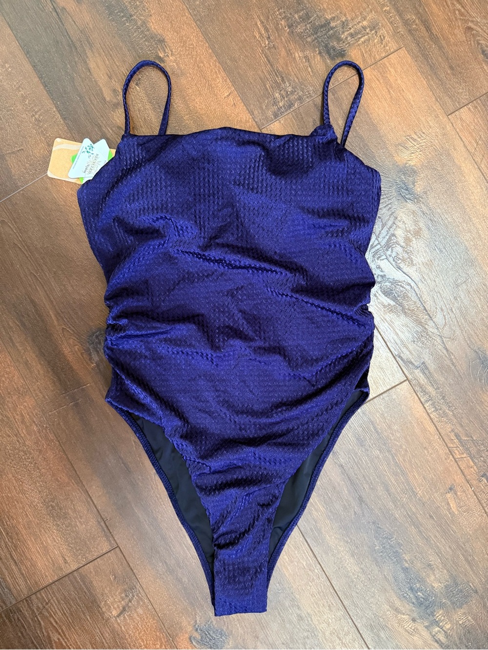Berlook Navy Textured Open Back One-Piece Swimsuit Sz M